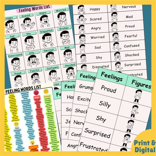 Feeling Words List - Emotions Chart