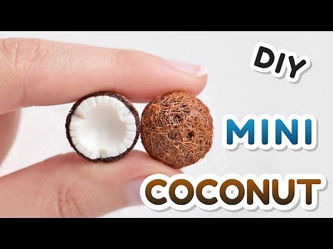 DIY Miniature Coconut Halves - Miniature Food Polymer Clay - Tutorial Video