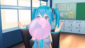 mmd Lindsey Classroom-Part 1泡泡糖 初音未来吹的泡泡真大！