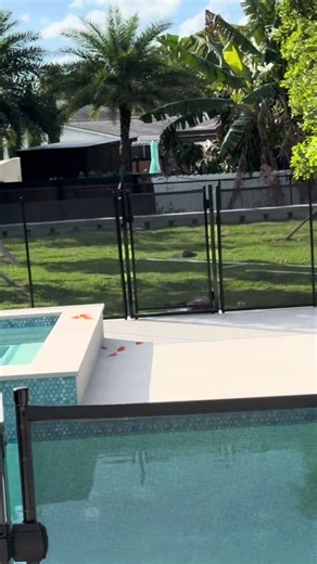 Two gates installed, perfectly across from each other for safety and flow. Hard porcelain deck, clean finish. Another beautiful day installing peace of mind in Miami. Looking to add safety without sacrificing style? DM us for a quote or call us for quote