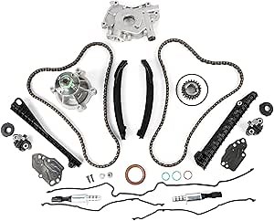 Engine Timing Chain Kit w/Oil Pump Water Pump Fits for 2005-2011 Expedition, for 2005-2010 Navigator, for 2004-2009 F-150, for 2005-2010 F-250 Super Duty, for 2005-2009 F-350 Super Duty 5.4L