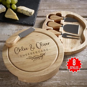 Personalised Round Cheese Board Set: Rustic Engraved Charcuterie Board - Etsy UK