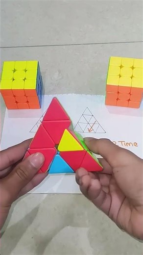 Solve Pyramid cube in magic tricks🤯⚡ #shorts #puzzle #cube #trending