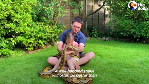 Little Girl Grows Up With Two Python BFFs