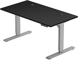 Progressive Desk Standing Desk 60x30. Dual Motor, 3 Stages Height Adjustable Stand up desks for Home Office, 60 inch - Pure Black/Grey Frame
