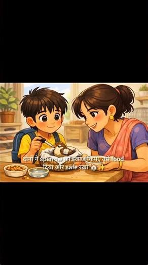 The Little Boy and the Injured Sparrow 🐦❤️ | #trending #shorts #ai #sparrow #care