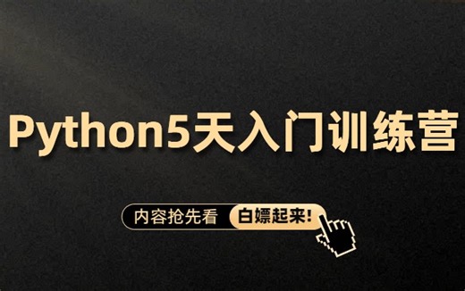 Python5天入门训练营，超级简单、零基础、易上手!