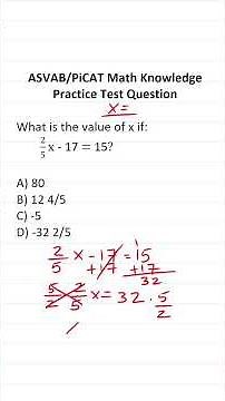 Solving Equations: ASVAB/PiCAT Math Knowledge Practice Test Question #acetheasvab with #grammarhero