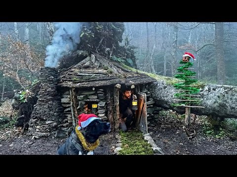 3 DAYS Solo SURVIVAL in the Wilderness; Building Bushcraft Warm Shelter & Fireplace