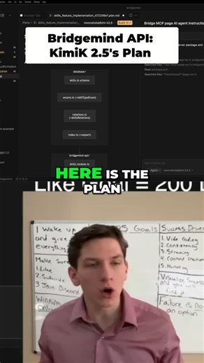 BridgeMind on Instagram: "Watching Kimi K1.5 build out a database schema and API module from scratch. It handles the skills.ts file, enums, and controllers perfectly. This is the power of vibe coding in action. Link in bio to subscribe to BridgeMind for more! #vibecoding #typescript #ai #softwaredevelopment #coding #going #this #create #which #file #agent #select #clips #content #creator"