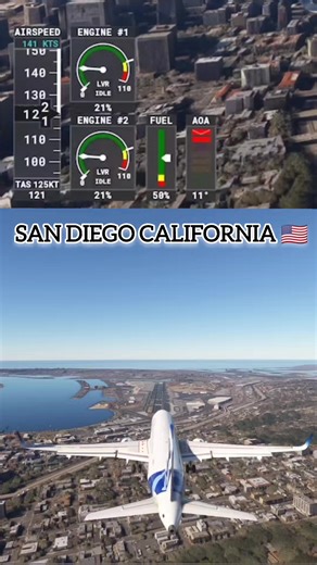 A321 Touchdown: San Diego Skyscrapers Landing Experience