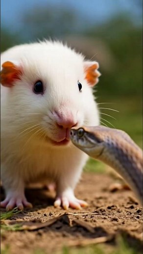 White Guinea Pig vs Snake 🐹🐍 | Tiny Face-Off in the Wild#animals #viral #guineapig #pets #shorts