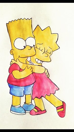 Bart and Lisa Hug Drawing ❤️ | The Simpsons Fanart #animeart #cartoon #drawing #simpsons