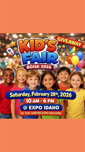 🎉 GIVEAWAY ALERT! 🎉 We’re giving away 4 FAMILY TICKETS to ✨ KID’S FAIR BOISE 2026 ✨ To enter the giveaway: ✔️ Follow @guidethroughboise ✔️ Like this reel ✔️ Tag who you’re bringing📍 🌟 Extra (share on your page) Expo Idaho - Center Expo Building 📅 Saturday, February 28th, 2026 ⏰ 10 AM - 6 PM Get ready for a full day of family fun, live entertainment, and magical moments! 🦸‍♂️👑 Come meet your favorite Superheroes & Princesses and enjoy an exciting stage lineup: 🎤 Stage Schedule 1:00 PM - M