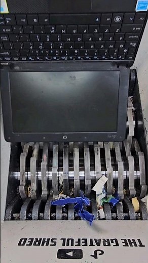 Laptop meets its end in this powerful shredder. #laptop #recycle #earth #asmr #oddlysatisfying #wow