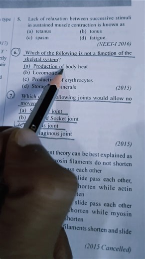 Locomotion and Movement MCQ ( NEET ) #neet #neetaspirents #shorts #neet2026 #aiims