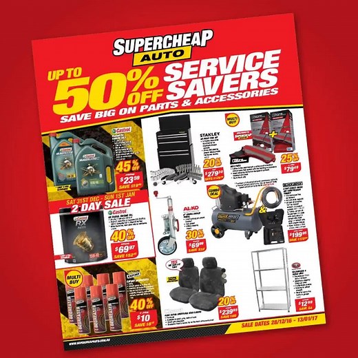 Grab the latest Supercheap Auto Catalogue NOW! Check out our specials up to 50% OFF Service Savers, huge savings on parts and accessories! | Supercheap Auto