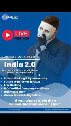 DigitaLearn Solution on Instagram: "Comment link for FREE Cyber Security Webinar! 🔐 Want to learn how to protect yourself online and explore high-demand Cyber Security career opportunities? 👉 Don’t miss this chance to get expert tips, hands-on techniques, and industry insights. 🗓️ Date: 13/September/2025 ⏰ Time: 08:00 pm 💥 Limited Seats – Register Now! 🔗 Link in bio / DM us "INTERESTED" to get the registration link 👇 #CyberSecurity #CyberSecurityWebinar #HackingTips #EthicalHacking #Online