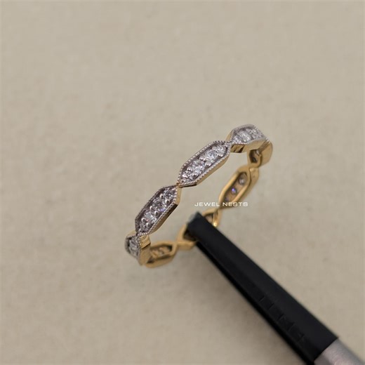 Stackable Ring, Art Deco Full Eternity Band, Round Brilliant Cut, Stacking Wedding Ring - Etsy UK