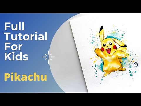 Kids Painting Tutorial For Beginners - Pikachu Watercolor Painting