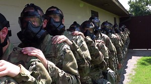 A basic combat training moment no soldier ever forgets. Watch these U.S. Army trainees participate in gas chamber training on US Army Fort Sill, Okla. This training gives them confidence in their ability to operate and maintain their safety equipment. #KnowYourMil | U.S. Department of War