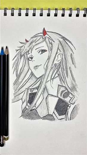 “Zero Two [02] Fan Art ✨”#ZeroTwoFanArt #AnimeSketch #MangaArt#ArtProcess #DrawingAnime #OtakuArt