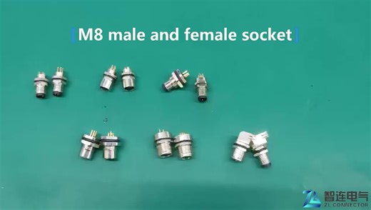 M8 PCB Socket 3 4 5 6 8 Poles Straight Version Male M8 Panel Mount PCB Circular Connector With Shielding Connection