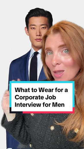 You need a padfolio not a backpack not a computer bag a padfolio, a navy suit and a great haircut 👔 What to wear for a corporate job interview for men. Wear a navy or grey suit never brown or black. Wear brown shoes with a navy suit and black shoes with a grey suit.👞 You do not have to wear a tie if it is business casual. If you do wear a tie, it should be a solid color. You can wear a bowtie or a 3-piece suit, a tie clip or cufflinks but not all together. Less is more in a job interview. 🤝 A