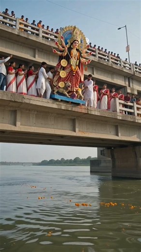 माँ दुर्गा की विदाई, फिर जल्दी आना माँ#जयमातादीविवरणः माँ दुर्गा की भावुक विदाई का यह सुंदर दृश्य दे