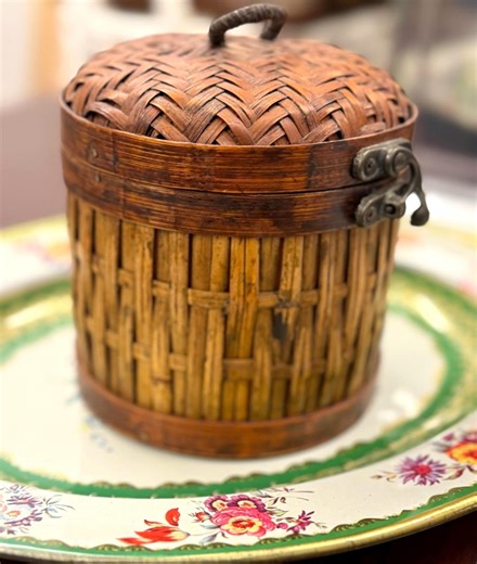 Vintage Woven Lidded Bamboo Basket With Metal Latch – Rustic Asian Storage Box - Etsy