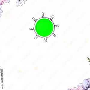 Floral Design with a Green or Blue Central Circle and Artistic Floral Border for Creative Projects