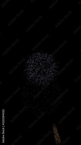 Fireworks in the Night Sky. 3D animation, Colorful Firework, New Year Vertical 4K video.