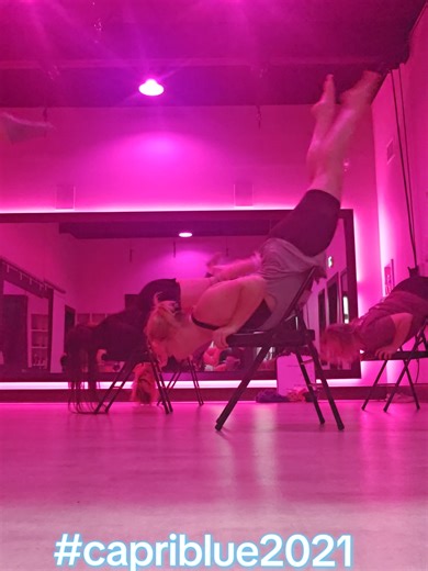 1st time doing FULL chair! I had so much fun with this and OMG the muscles I didnt know I had to keep from falling on my face! 🤣 Can't wait to polish these moves before Vampire Ball 💋 #capriblue2021 #burlesque #chairdance @Velouria Romanitza