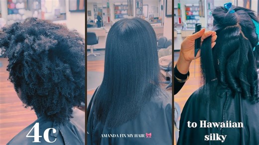 AMAZING 🤩 4C to HAWAIIAN 🌺 SILK PRESS 🎀 HAIR TRANSFORMATION (UNBELIEVABLE)😮