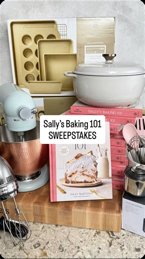 Sally McKenney on Instagram: "Comment FORM and we’ll send you the link to enter! 📣 It’s been 1 month since Sally’s Baking 101 hit bookshelves and your kitchens! I wanted to do something special to say THANK YOU to this incredible community of bakers, so I’m sharing my BIGGEST GIVEAWAY EVER! 🎉 #sallysbaking101 ⠀⠀⠀⠀⠀⠀⠀⠀⠀ 10 lucky winners will receive prize packages including essential baking equipment from @williamssonoma, @lodgecastiron, @oxo, and @johnboosco, plus a signed copy of Sally’s Baki