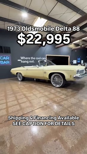 1973 Delta 88 $22,995 ✅$19,995 on Stocks ✅Amazing Floors/Frame ✅Rocket 350/Factory AC Car ✅Odometer: 76,975 ✅Power Windows ✅Runs/Drives Great ✅Excellent Top ✅Nice Dash ✅Great Paint ✅Shipping & Financing Available ✅Detailed Photos & Indepth Walkaround Video at: www.carbarsales.com ✅FaceTime Available ✅Shown In-person by Appt Only ✅256-621-7922 ✅256-801-4409 Mon-Fri 8:30a-5:30p ⁣ .⁣ .⁣ .⁣ .⁣ .⁣ #spokes #caprice #chevyimpala #cutlass #donks #dub #miamicars #delta88 #forgiatos #gbody #gbodygang #gbo