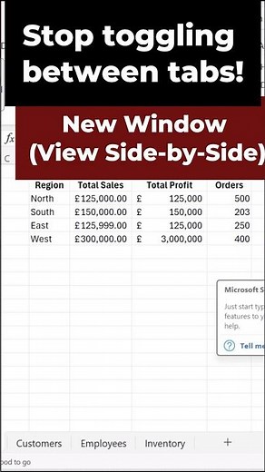 View Two Excel Sheets at the Same Time With This One Trick #excel #dataanalyst