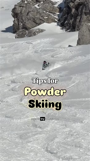 Hannah | Skier on Instagram: "I said it, if you’re struggling in powder you might be sitting or leaning too far back (this might be controversial but I’ll stand by it). It also helps a lot to use wider skis meant for powder, but any ski can be a powder ski if you try hard enough. Fingers crossed we’re heading into snowier days, so I thought I’d bring back my favorite powder skiing tips. Let me know if any of these resonate or if I missed anything important! #skiing #ski #skitips #powderskiing"