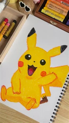 How to Draw Pikachu in 4 Colors⚡️ #illustration #howtodraw #crayons #Pikachu #Pokemon