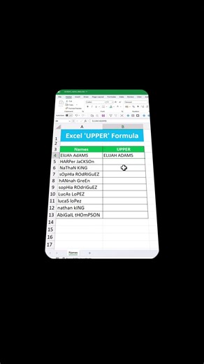 Capitalize Text in Excel FAST | UPPER Formula Trick #excel #exceltips #excelformula #upper #formula