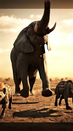 Mother Elephant’s Furious Charge as Hyenas Attack Her Calf!#shorts #elephant #calf