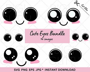 Eyes Svg Bundle, 12 Cute Cartoon Eye Png, Kawaii Googly Eyes Clipart, Outline, Cut File for Cricut & Silhouette, Digital Download - Etsy