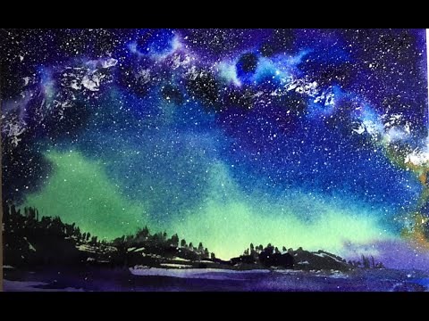 Watercolor Milky Way Sky Painting Demonstration