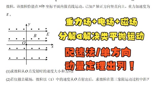 配速法和单方向动量定理！分解加速度+重力场+电场+磁场排列组合