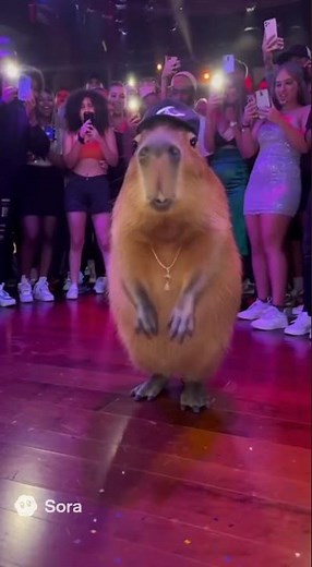 Drippy Capybara dancing at the party! Does he got moves?