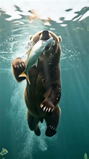 Unbelievable! 🐼 Panda Catches a Fish Underwater 😱🎥