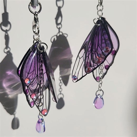 Purple Butterfly Phone Charm, Butterfly Keychain, Fairycore Phone Charm, Unique Charms, Sparkly Keychain, Kawaii Phone Strap, Fairy Wings - Etsy