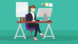Download Businesswoman working in Front of Her Desktop 2D Cartoon Animation for free