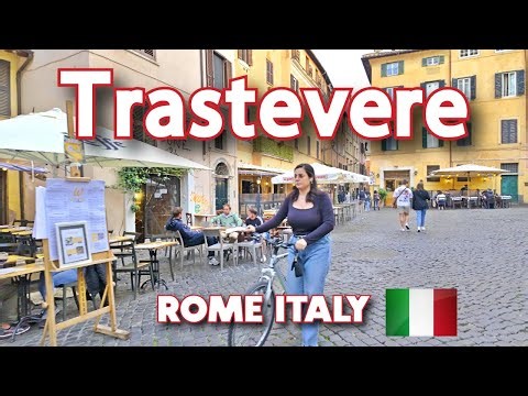 【4K】𝐖𝐀𝐋𝐊 🇮🇹 Piazza di Santa Maria in Trastevere in Rome, Italy