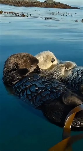 "Real Wild Otters Rafting Together – Too Cute 😍 #OtterRafting #Holdin...